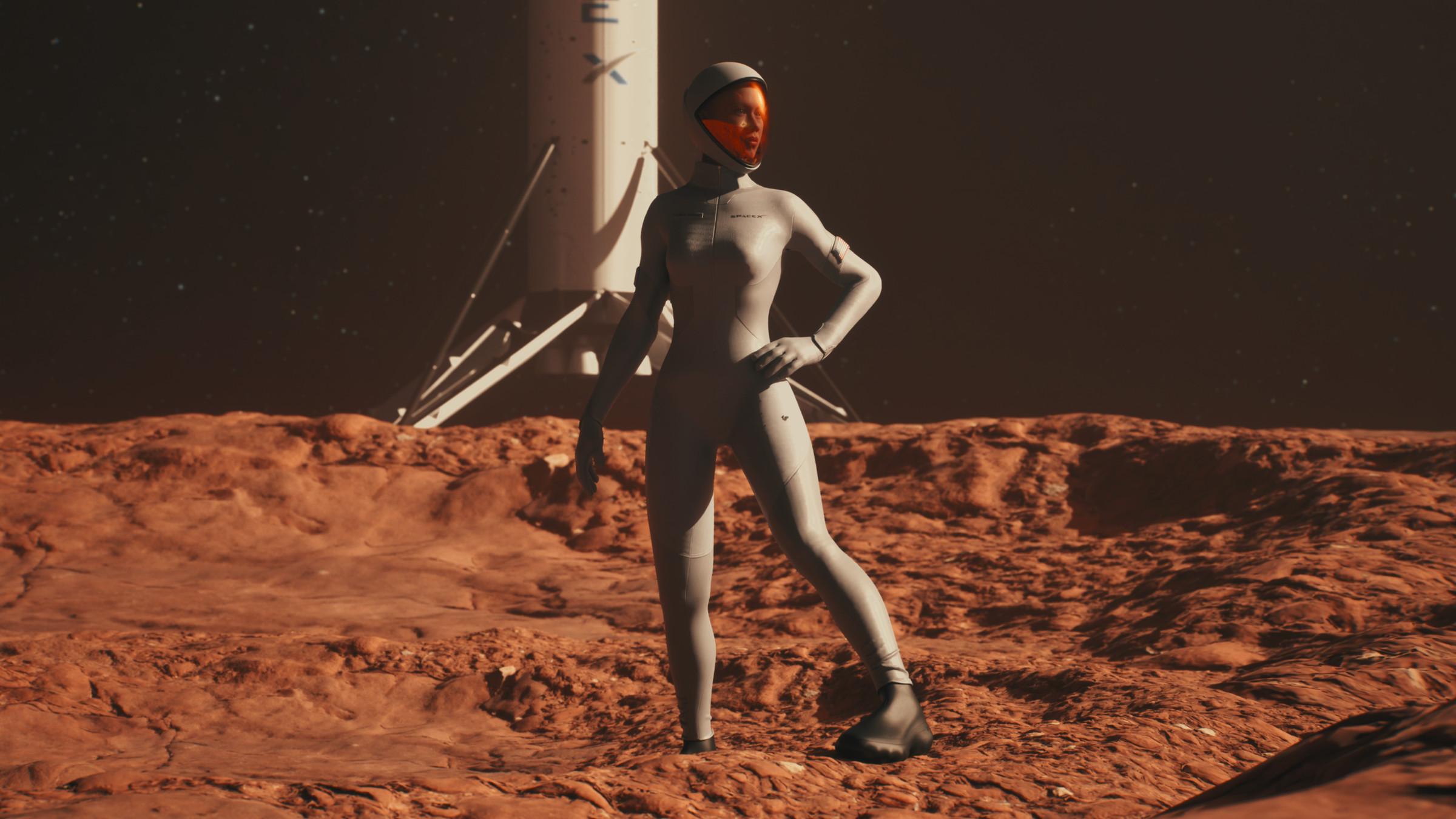 Astronaut wearing X-PACE footwear on Mars